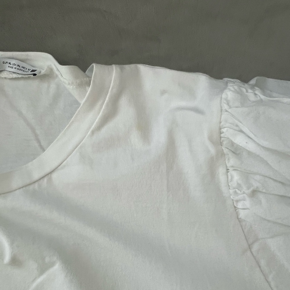 Zara women’s White Puff Sleeve Top size XL - Picture 4 of 4
